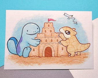 Sandcastle Quagsire & Sandshrew Mini Print