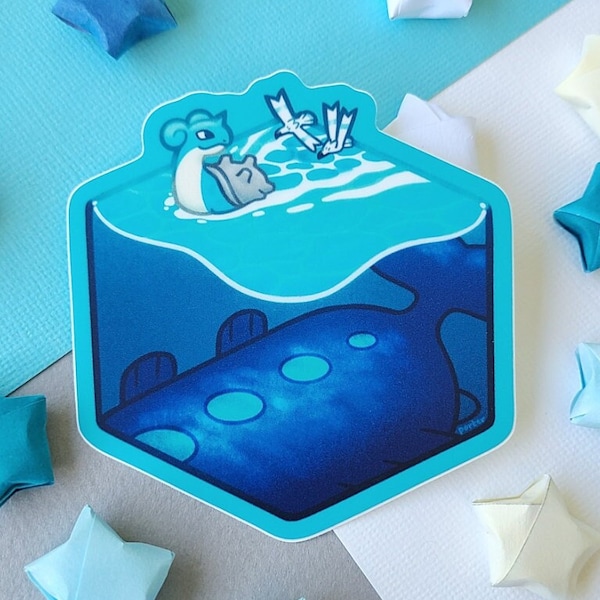 PokeHabitat: Ozean Vinyl Aufkleber - Lapras Wingull Wailord