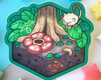 PokeHabitat: Jungle Vinyl Sticker - Vileplume Mankey Kecleon Paras