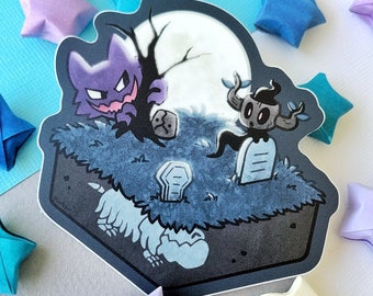PokeHabitat: Graveyard Vinylklistermärke - Haunter Phantump Houndstone Spiritomb