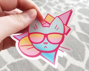Vaporwave Clear Cat Sticker
