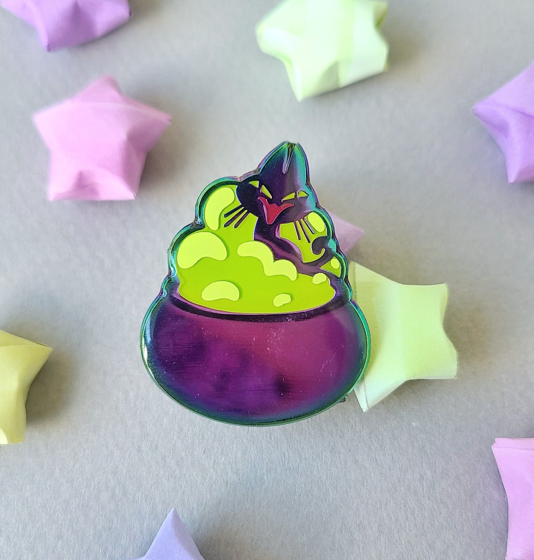 Witch's Brew Rainbow Halloween Enamel Pin Spooky Black Cat - Etsy