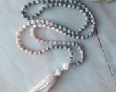 WAITLIST, Mala, Maifanite and Moonstone Mala, Mala Necklace, Meditation Necklace, 108 bead mala, gifts for her, Mala