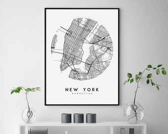 New York Map, Map Print, New York Print, Manhattan Map, New York skyline, City Poster, New York Poster, Gift, Home Decor, Travel, Affiche