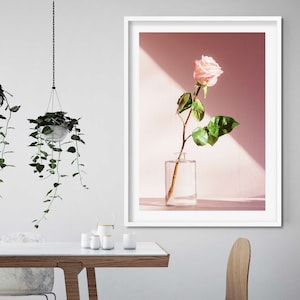 Cartel botánico, decoración del dormitorio de la mujer, impresión de la flor, impresión de la rosa, cartel rosa claro, impresión de la fotografía, cartel feminista, descargable, affiche