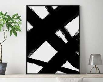 black and white abstract art etsy