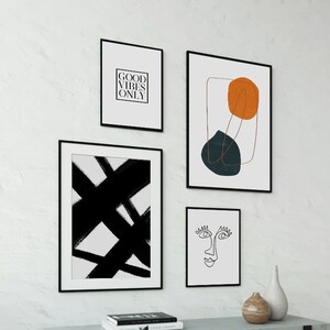Abstract art prints, Set of 4, Scandinavian wall art ,Abstract wall art, Prints set, Minimalist wall art, Office decor, Studio wall art