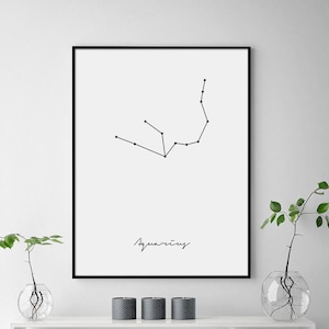Wassermann Konstellation Druck, Wassermann Drucke, Sternzeichen Druck, Sternzeichen Geschenk Wassermann, druckbare Wandkunst, Wand-Dekor, Star-Karte Druck, Schlafzimmer Wandkunst
