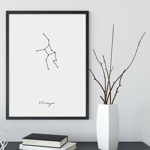Virgo Art Prints, Zodiac Gift Virgo, Virgo Constellation Print,Printable Wall Art,Constellation Wall Decor,Virgo Zodiac, Zodiac Print