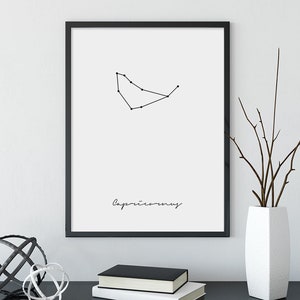 Steinbock Drucke, Sternzeichen Druck, Sternzeichen Geschenk Steinbock, Steinbock Konstellation Druck, druckbare Wandkunst, Wand-Dekor, Sternkarte Drucken