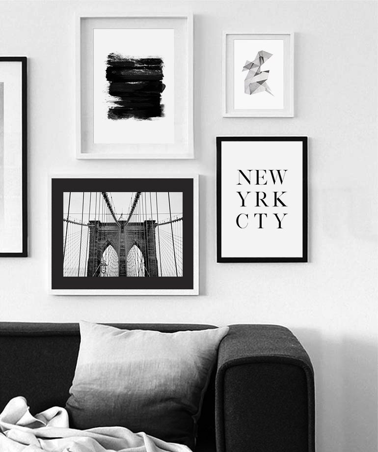 Modern Abstract Gallery Wall Set Black and White Wall Decor Etsy