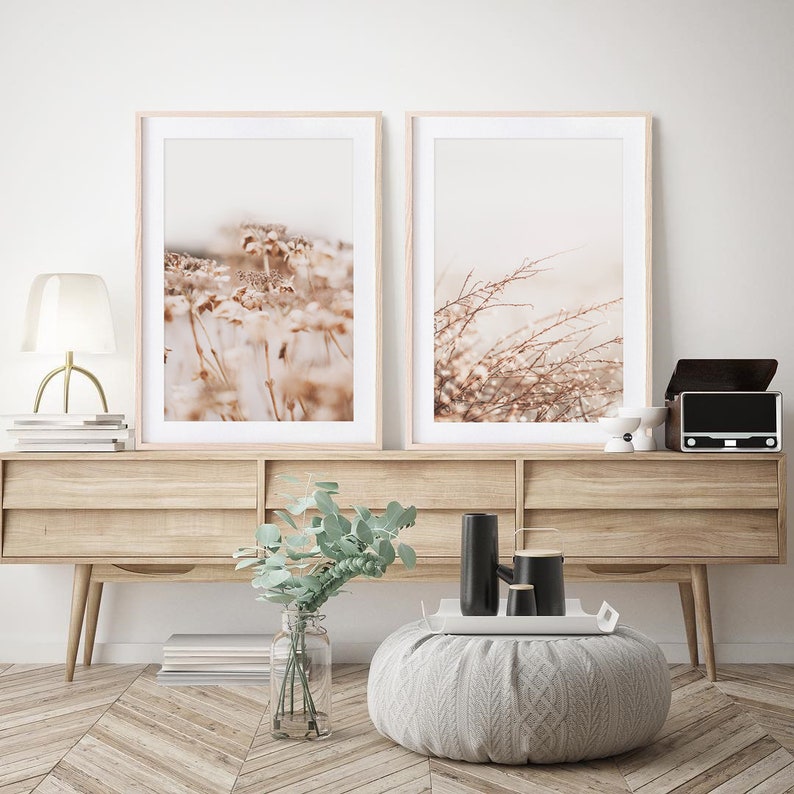 Beige Gallery wall set Set of 4 Plant wall art Beige Art Etsy