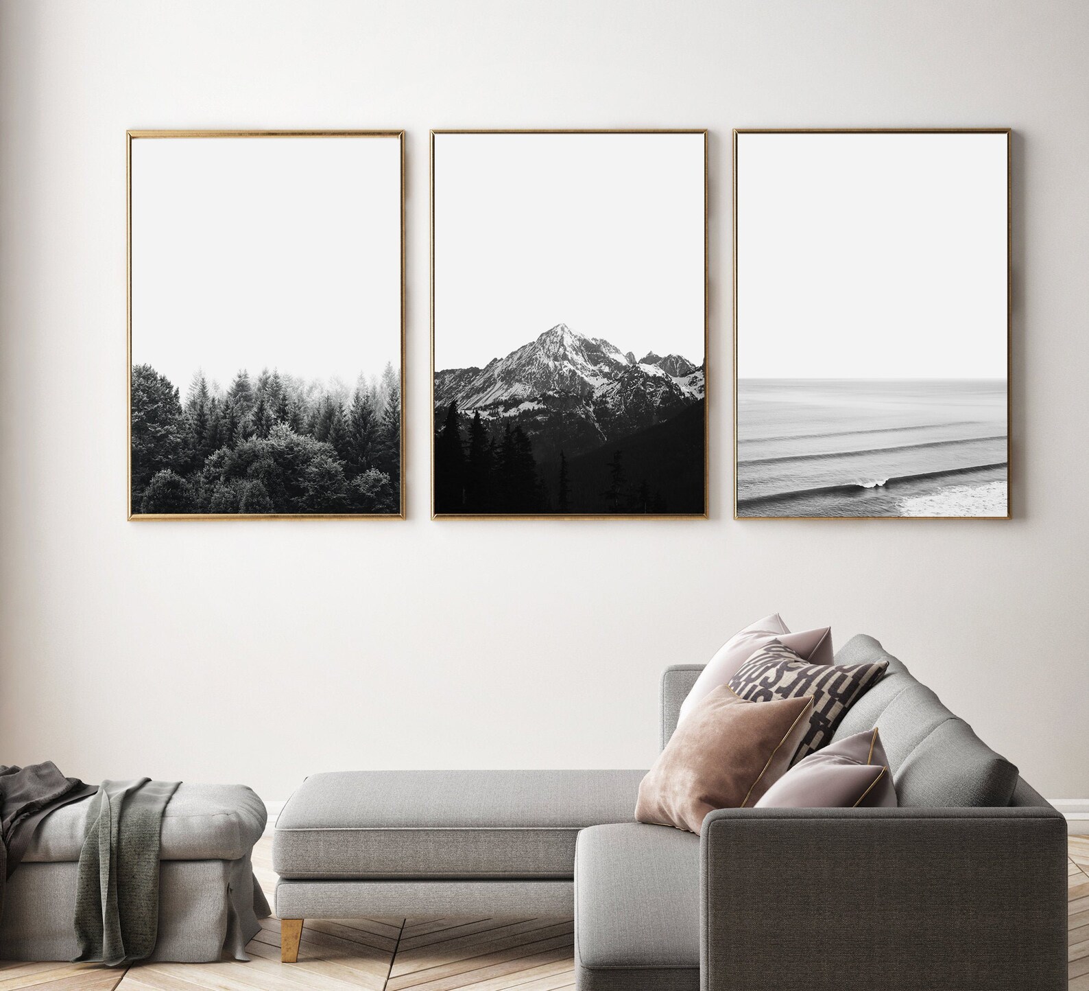 Set of 3 Nature Wall Art Black and White Nature Prints Etsy