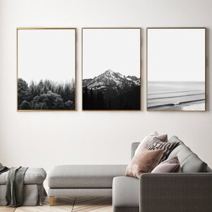 Set of 3 Nature Wall Art, Black and White Nature Prints, Landscape ...