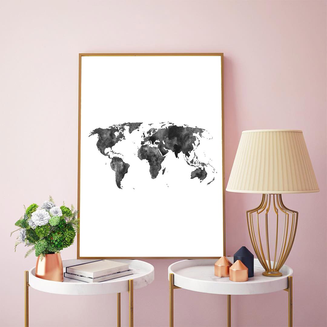 World Map PosterWorld MapMinimalistWorld Map PrintWall | Etsy