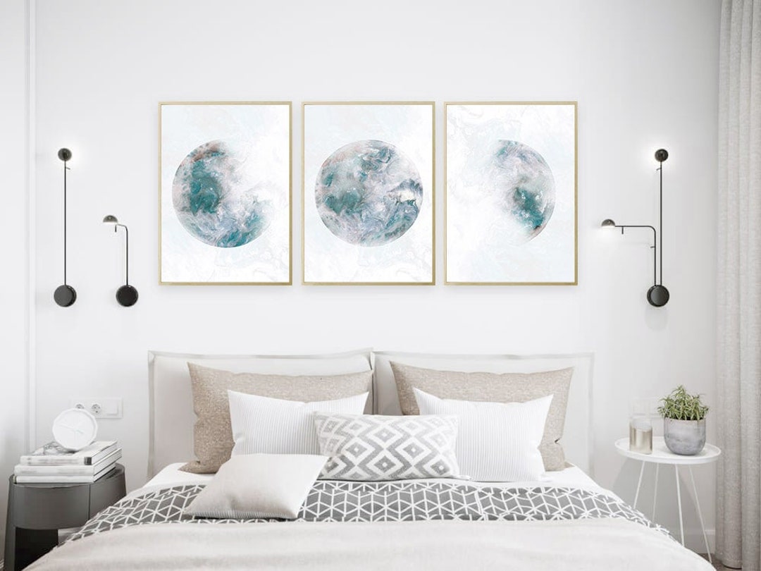 Moon Phases Wall Art, Wall Art Set, Contemporary Art, Set of 3 Print ...