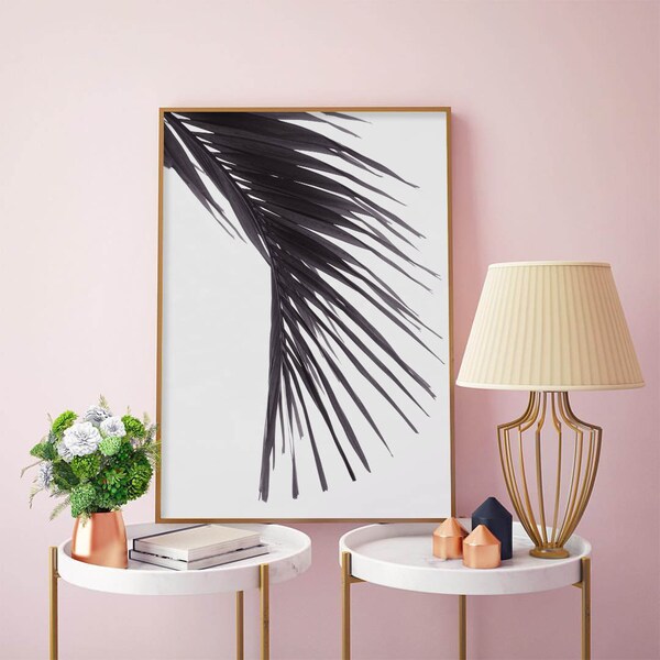 Large Black Palm Leaf Etsy