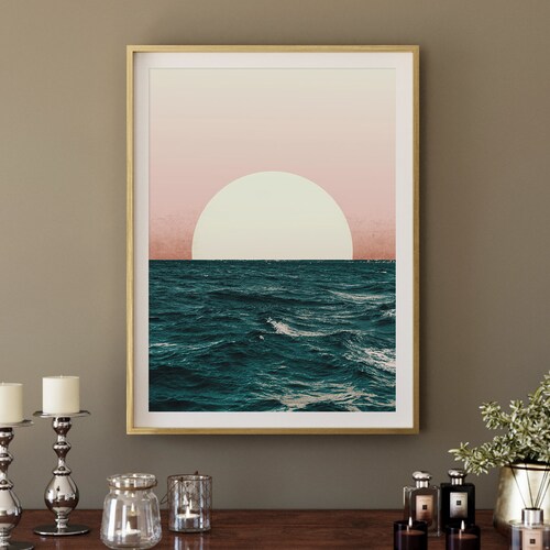Ocean Sunset Art Print Sunset Coastal Print Abstract Wall Etsy