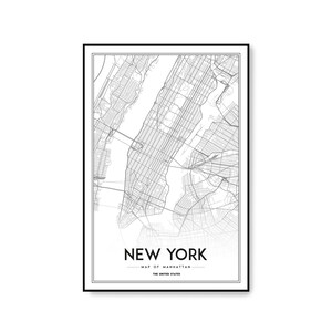 New York Karte Drucken, Manhattan, NYC Karte, Manhattan Karte Poster, NYC, NY Karte, Vereinigte Staaten Karte Drucken, New York City, schwarz und weiß Karte