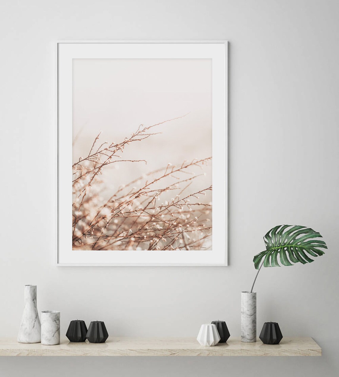 Beige Tree Branch Print Nature Wall Art Pastel Flower Shoot Etsy