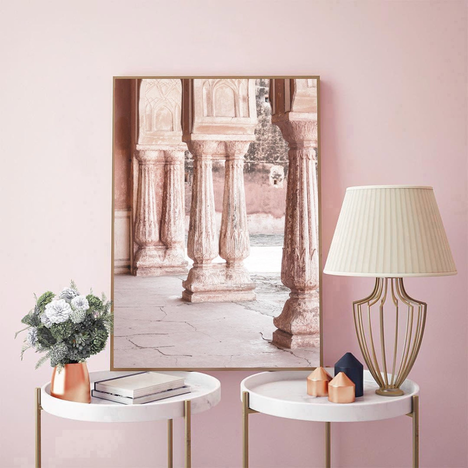 Set of 4 Blush Pink Wall Art Blush Pink Print Gallery Wall Etsy