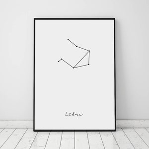 Weegschaal sterrenbeeld print, Zodiac gift Weegschaal, Weegschaal cadeau voor vrouwen, Weegschaal cadeau voor mannen, horoscoop geschenken Weegschaal, astrologie geschenken weegschaal