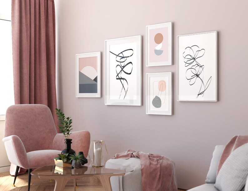 Abstract Art Print Set Contemporary Art Wall Art Prints Etsy