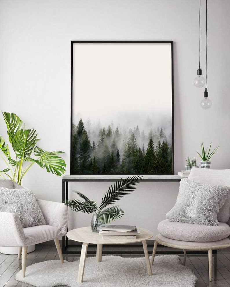 Forest Wall Art Landscape Art Print White Room Decor Living Etsy