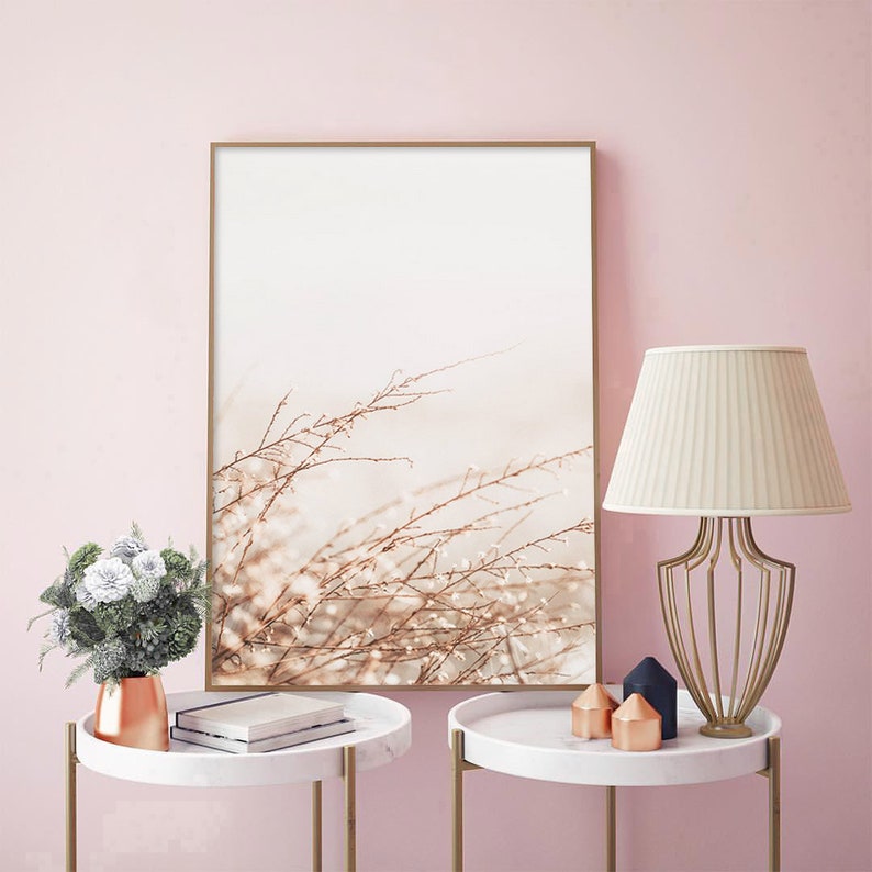 Beige Tree Branch Print Nature Wall Art Pastel Flower Shoot Etsy