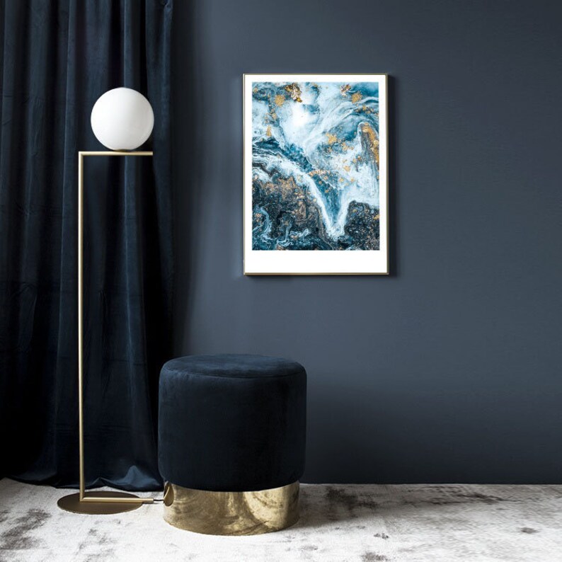 Blue Gold Wall Art Woman Bedroom Decor Blue Gold Poster Blue And Gold Abstract Poster Elegant Poster Wall Art Feminist Poster Printable