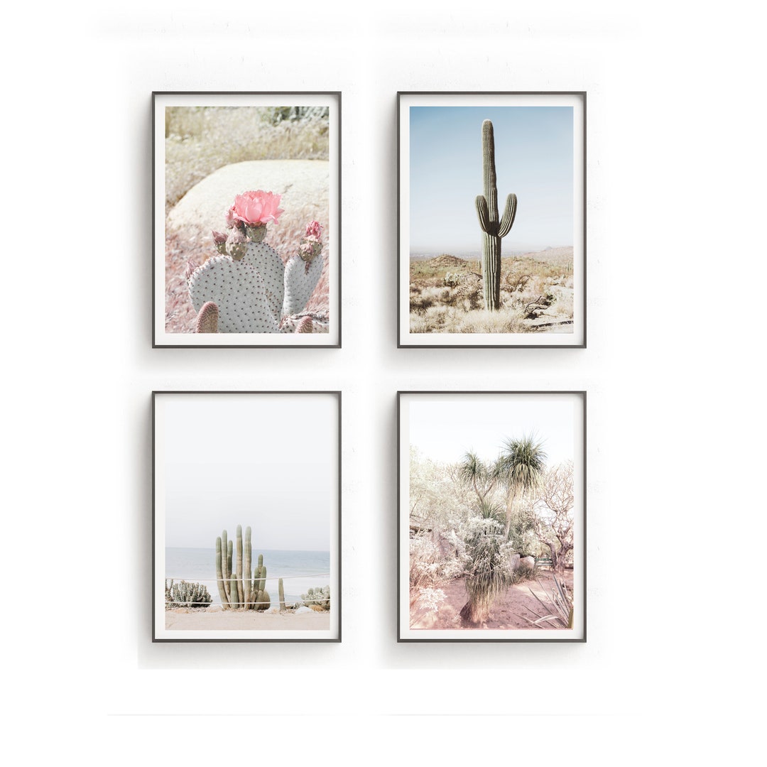 Set of 4, Suculent Print, Gallery Wall Set, Desert Plant Wall Art, Art
