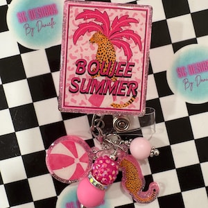 Boujee Summer Leopard Badge Reel, Nurse Gift, Badge Holder