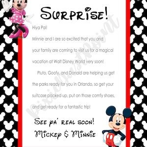 Carta sorpresa imprimible de Mickey Minnie de WDW con descarga digital instantánea