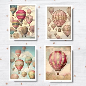 Heißluftballon Blanko Grußkarten / Vintage Grußkarten im viktorianischen Stil
