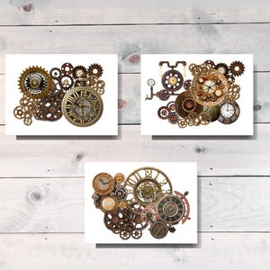 Cartão de felicitações em branco "Por amor às engrenagens steampunk"