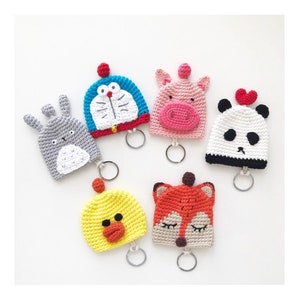 Keychains, Crochet keychain, Badge holder, animal keychain, for keychain, forest animal keychain, funny gift , animal lovers gift, knitted