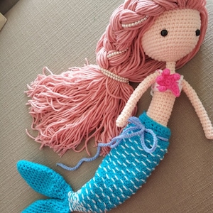 Mermaid crochet doll , mermaid doll , amigurumi doll , knitted toy , crochet toy