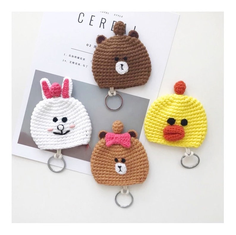Keychains Crochet Keychain Badge Holder Animal Keychain Etsy