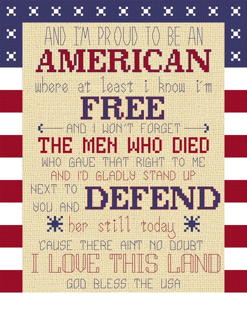 Proud to be an American Counted Cross Stitch Pattern ...