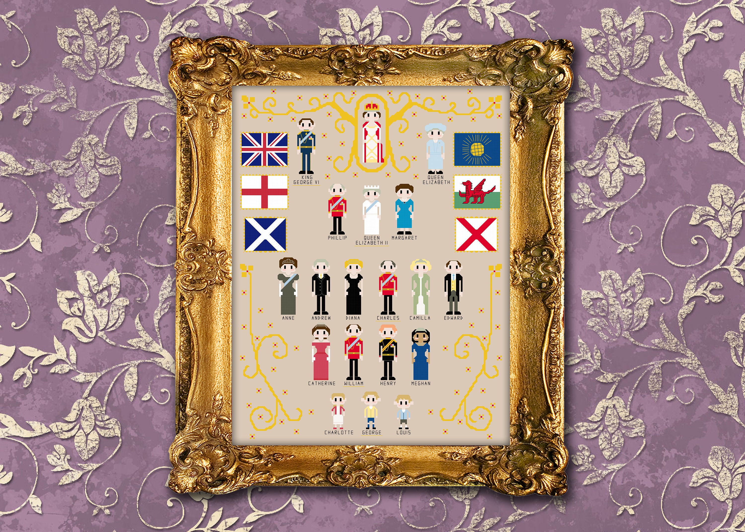 Royal Family Counted Cross Stitch Pattern Queen Elizabeth - Etsy