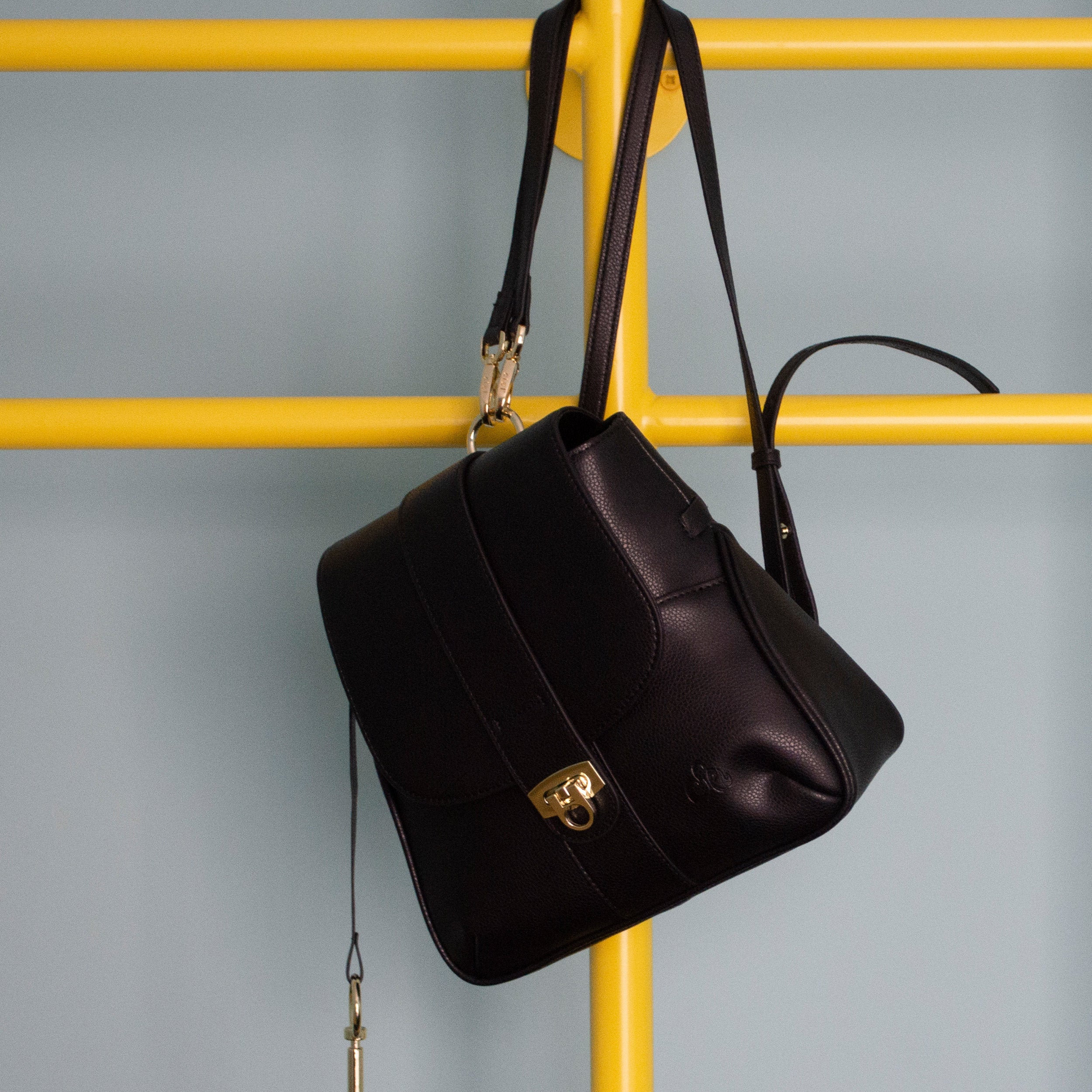 black leather rucksack