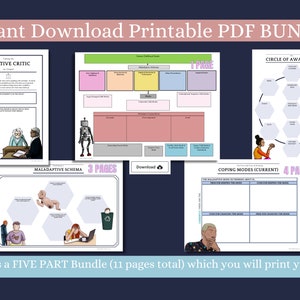 Schema Worksheets BUNDLE // Bear in Mind Schema Therapy Worksheet, Therapy PDF, Printable Worksheet, Self-Help for BPD