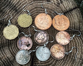 Coin Earrings with Silver Hooks / Vintage Jewellery / Fashion / Boho Jewellery