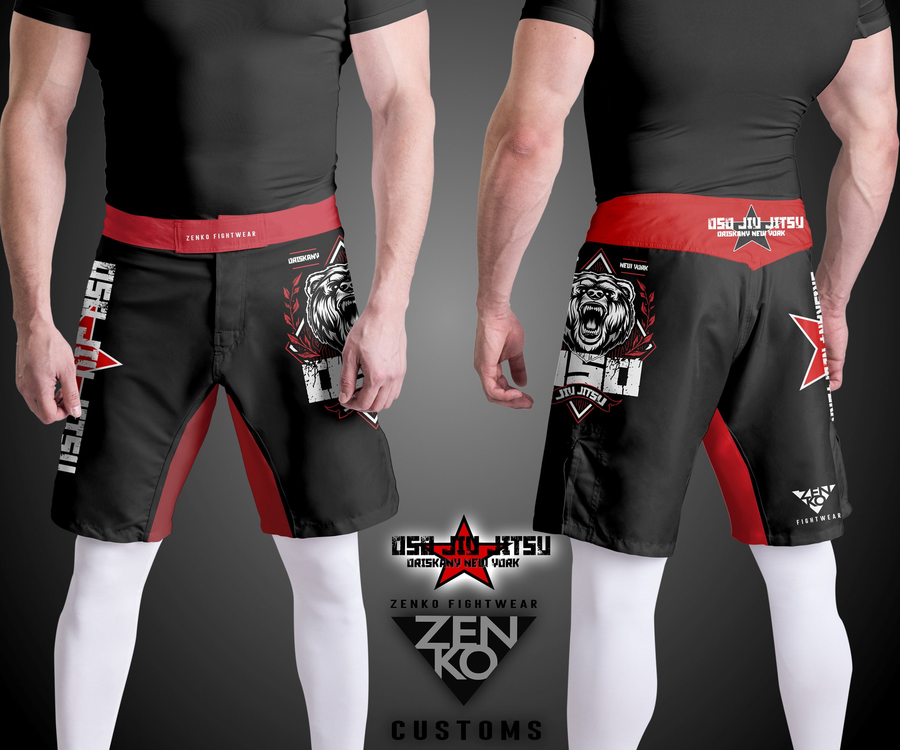 Custom BJJ MMA Fight Shorts Customized Sublimated Grappling