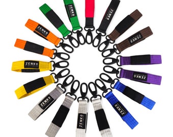 Zenko Mini Jiu Jitsu Belt Keychains - Ranked BJJ Jiu-Jitsu Key Chain - Martial Arts Gift - Adult & Youth/Kids Rank Colors