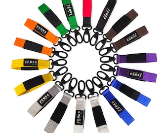 Zenko Mini Jiu Jitsu Belt Keychains - Ranked BJJ Jiu-Jitsu Key Chain - Martial Arts Gift - Adult & Youth/Kids Rank Colors