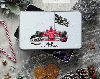 Racing car Treat Tin | Car Design Personalised Gift for son ,dad, grandad | Sweet Tin