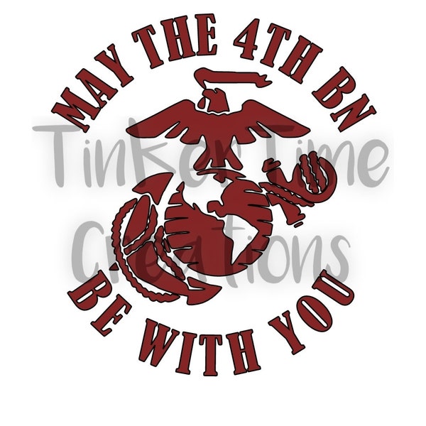 May the 4th BN Be With You -USMC Vinyl Decal - Detailed - Officially Licensed USMC Hobbyist #23068