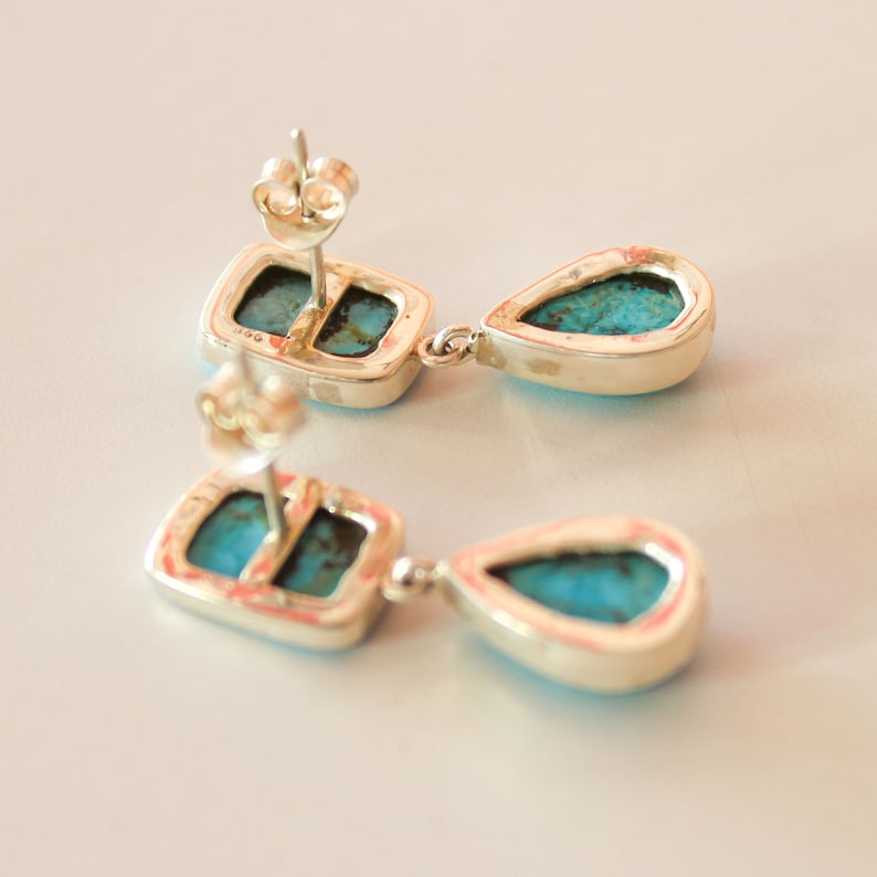 30-Cts 925 Solid Silver Sleeping Beauty Turquoise Fine Handcrafted Earring Size =1.25 Approx.