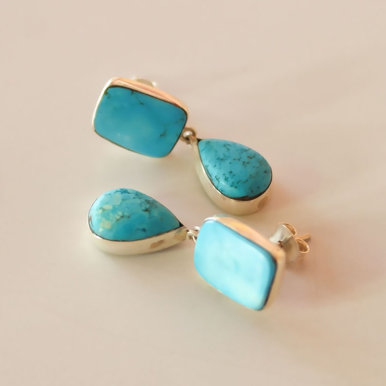 30-Cts 925 Solid Silver Sleeping Beauty Turquoise Fine Handcrafted Earring Size =1.25 Approx.